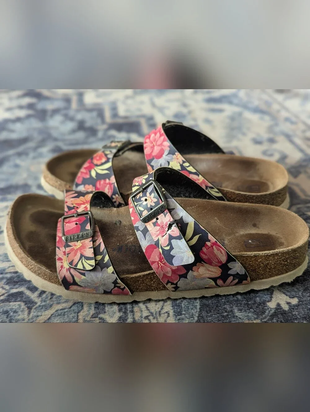 Birkenstock Sydney Floral Double Strap Sandals Size 38 / Women's 7 Medium/Narrow